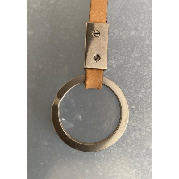Coach Made in Italy Leather Keychain Tan Strap Silver Ring 1990–2000s Minimalist - Picture 6 of 8